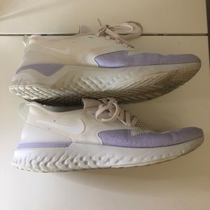 Light purple and cream Nike shows. Odyssey react fly knit